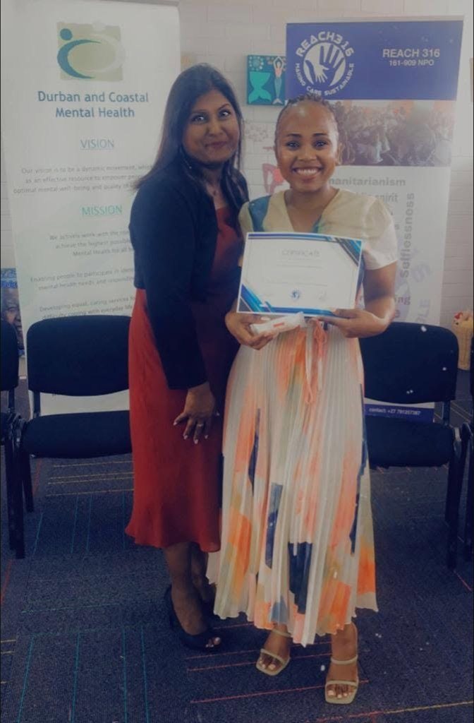Woman receiving a certificate